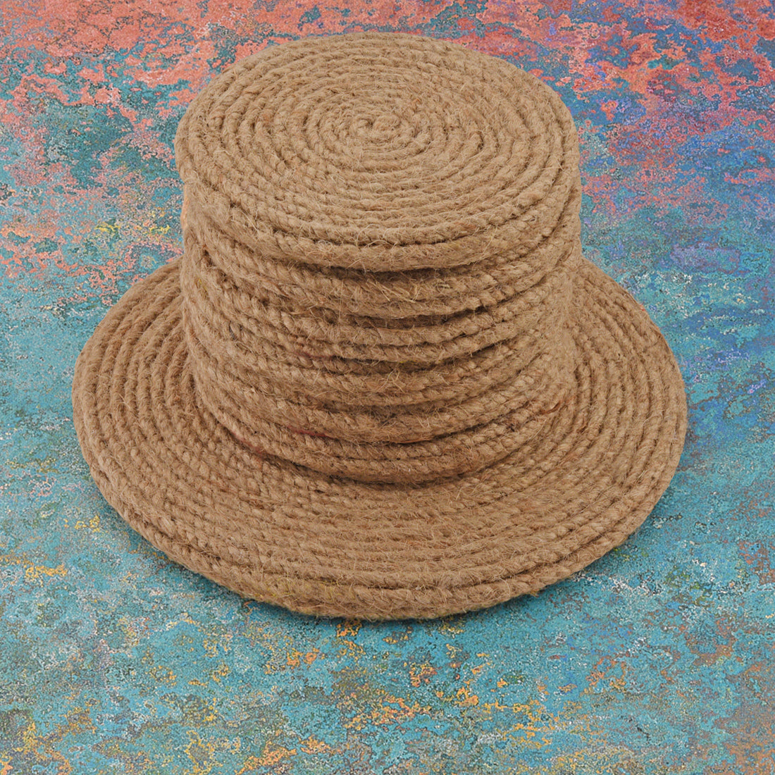 Jute Coaster Set, handmade coaster set, Brown Round design coasters Set CS10