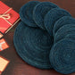 Jute Blue Coaster Set, handmade coaster set , Blue Round design coasters CS013
