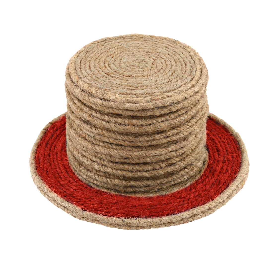 Jute Red Brown Coaster Set, handmade coaster set , Tea coaster CS04