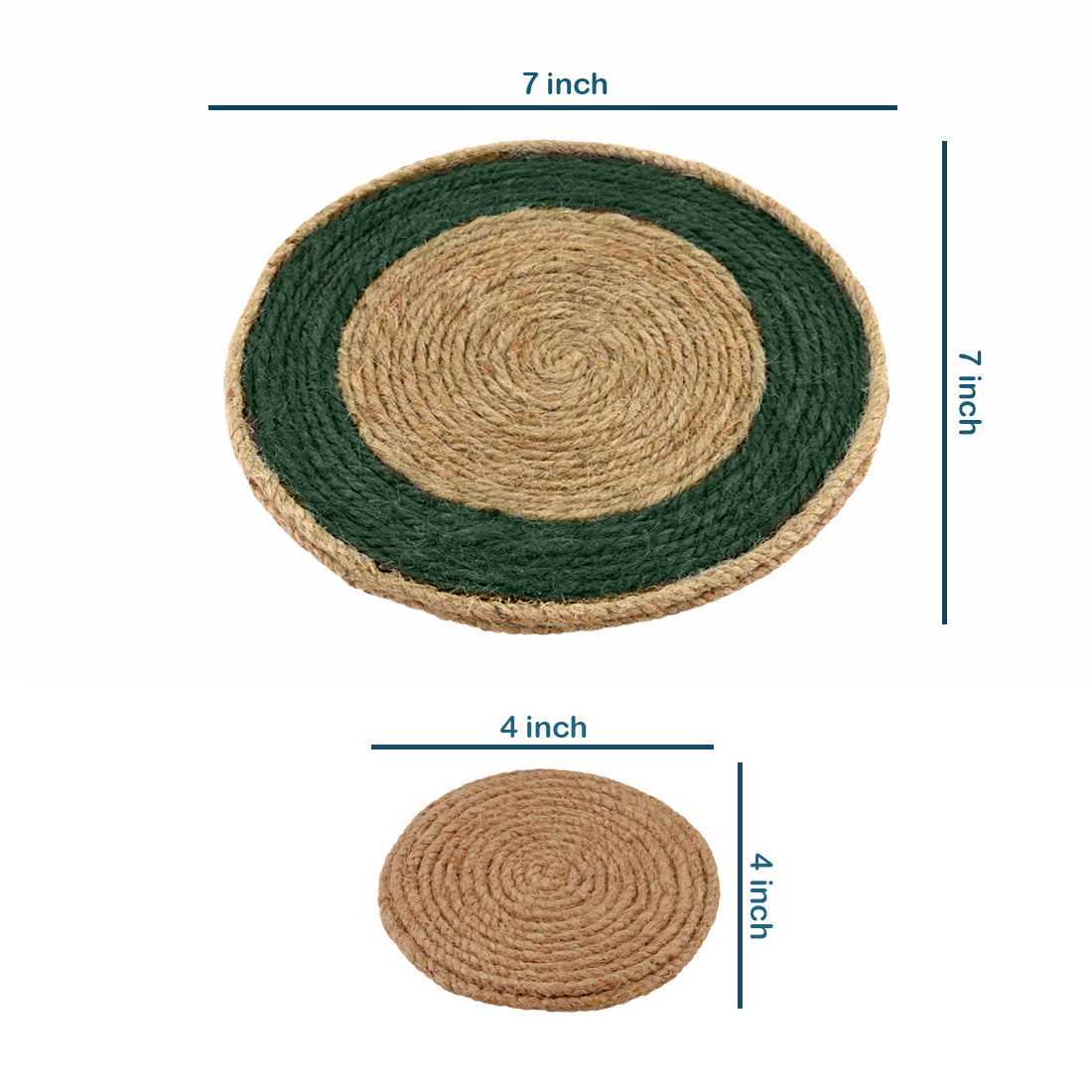 Jute Green Brown Coaster Set, handmade coaster set , Tea coaster CS06