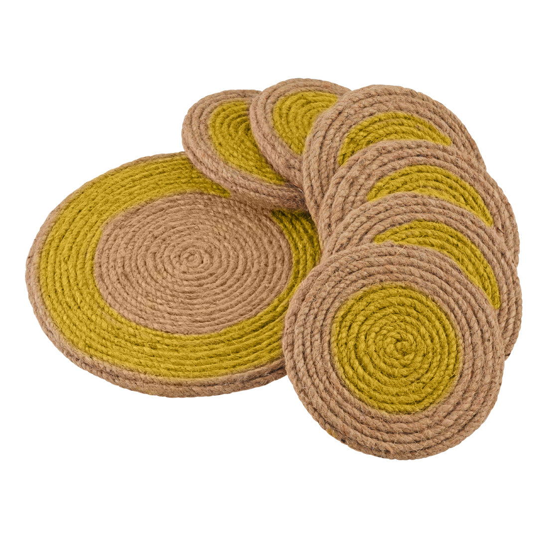 Jute Yellow Brown Coaster Set, handmade coaster set , Tea coaster CS07