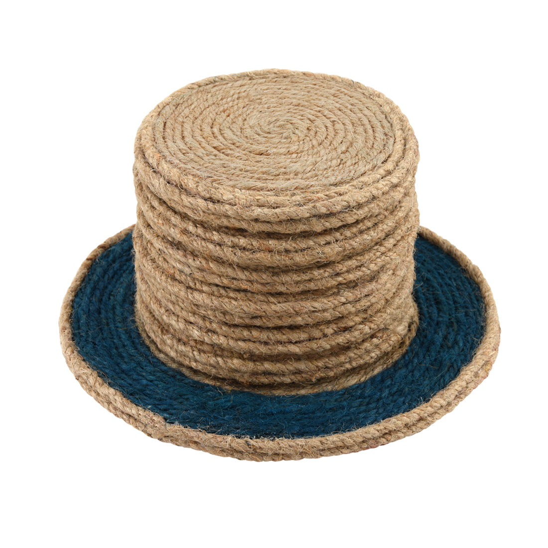 Jute Blue Brown Coaster Set, handmade coaster set , Blue Brown Round design coasters CS02