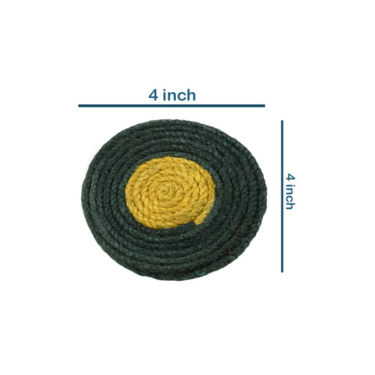 Jute Green Yellow  Coaster Unique design coaster set, fancy coaster home décor coaster_C6_04