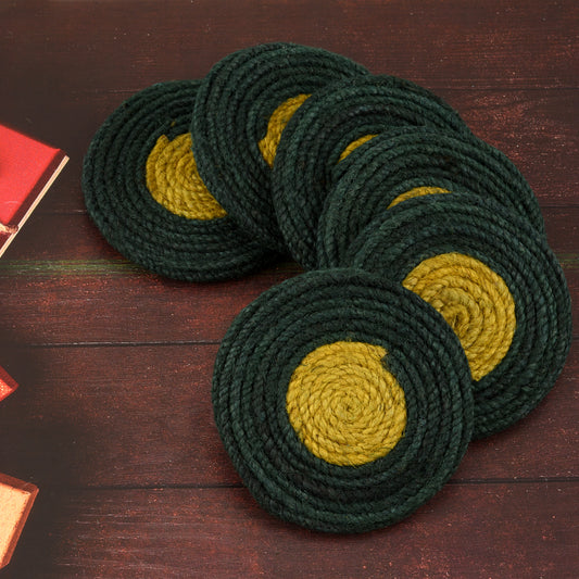 Jute Green Yellow  Coaster Unique design coaster set, fancy coaster home décor coaster_C6_04