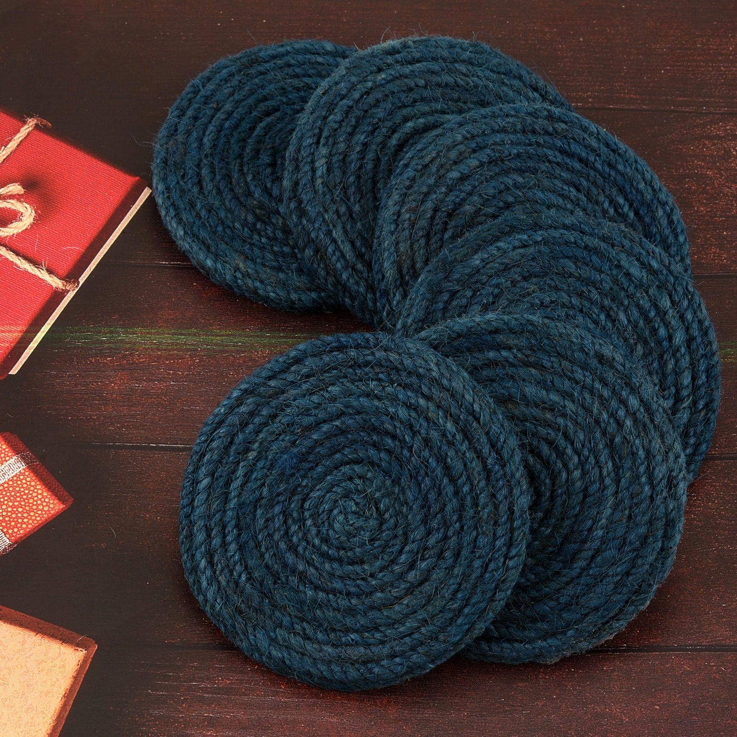 Jute Blue Coaster Unique design coaster set, fancy coaster home décor coaster_C6_01