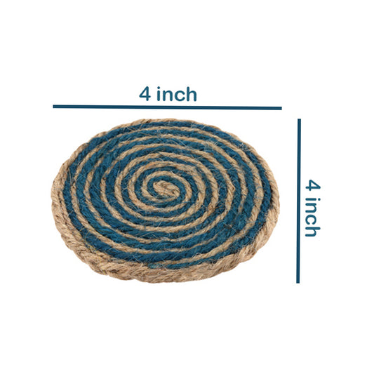 Jute Blue Brown Coaster Unique design coaster set, fancy coaster home décor coaster_C6_13