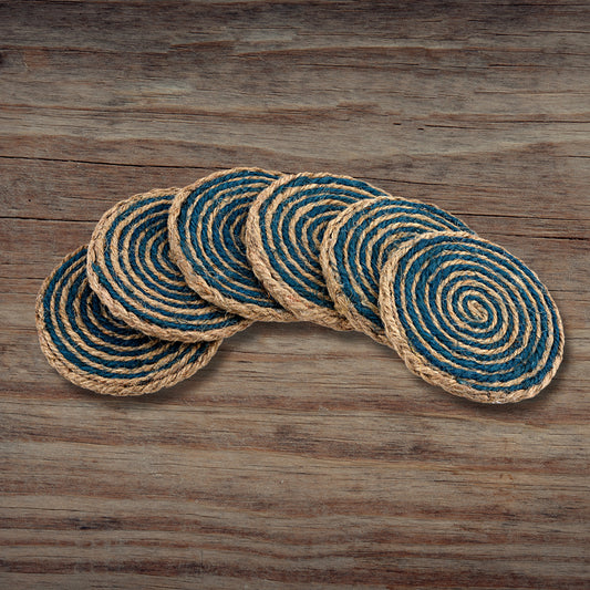 Jute Blue Brown Coaster Unique design coaster set, fancy coaster home décor coaster_C6_13