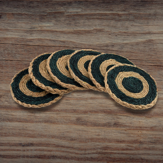 Jute Green Brown Coaster Unique design coaster set, fancy coaster home décor coaster_C6_12