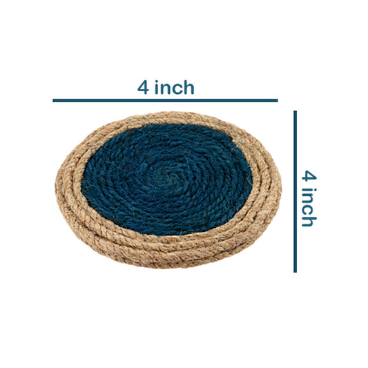 Jute Blue Brown Coaster Unique design coaster set, fancy coaster home décor coaster_C6_11