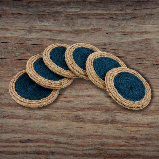 Jute Blue Brown Coaster Unique design coaster set, fancy coaster home décor coaster_C6_11