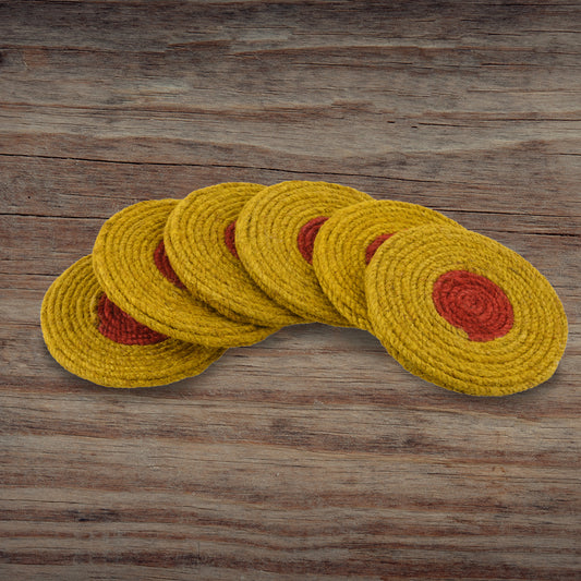 Jute Red Yellow Coaster Unique design coaster set, fancy coaster home décor coaster_C6_08