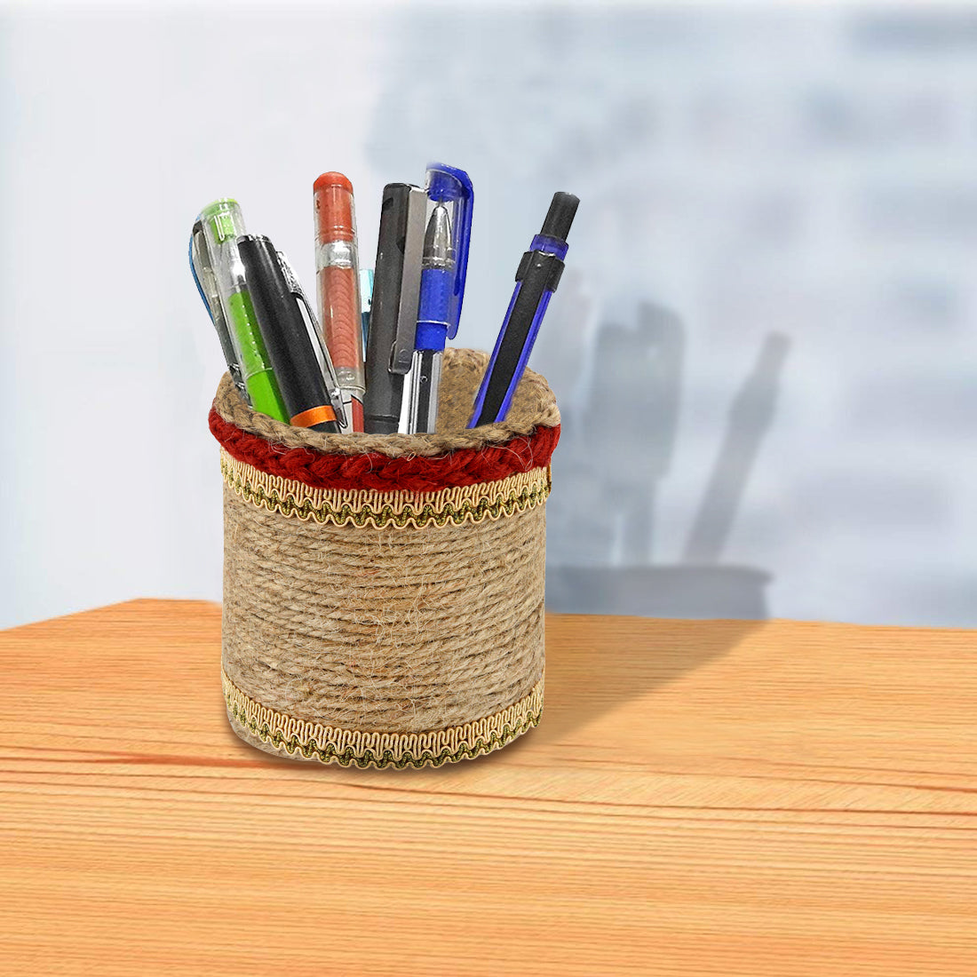 Jute Pen stand/desk Organizer/pen holder