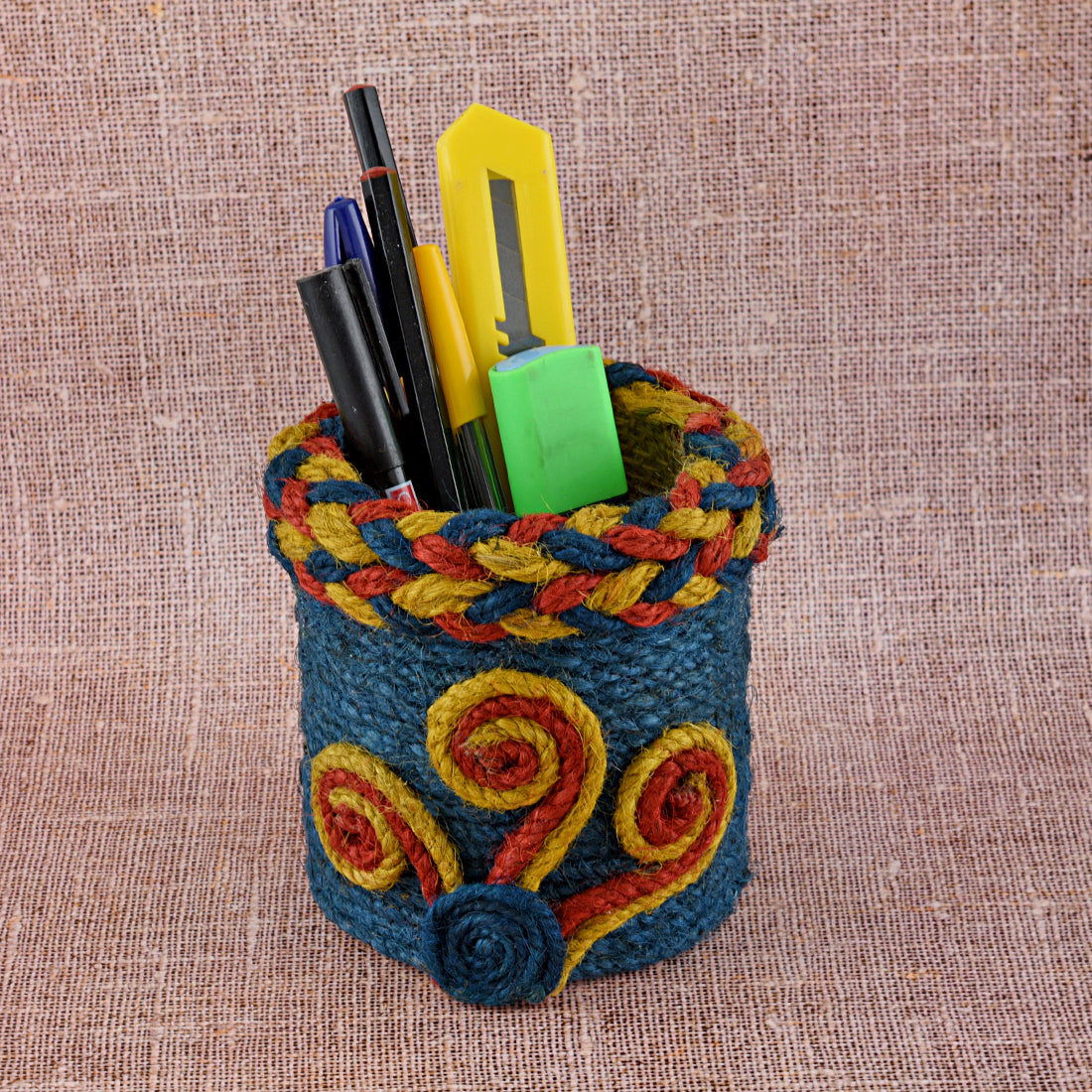 Jute Pen stand/desk Organizer/pen holder