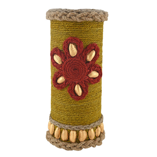 Vases for home décor, Jute Floral vase, unique design vase, Jute handcraft vase V0