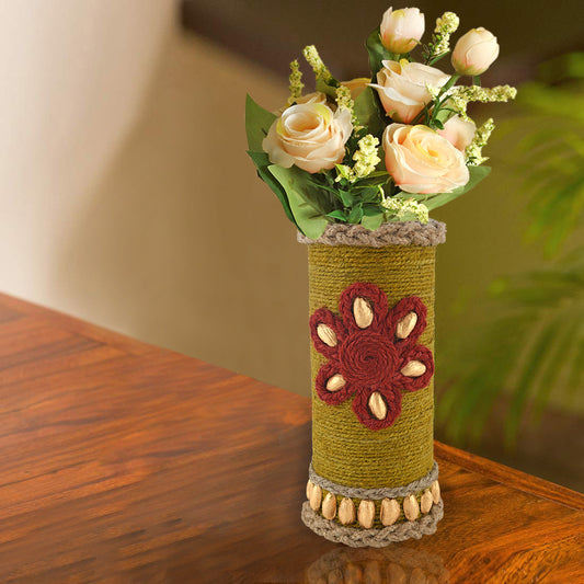 Vases for home décor, Jute Floral vase, unique design vase, Jute handcraft vase V0