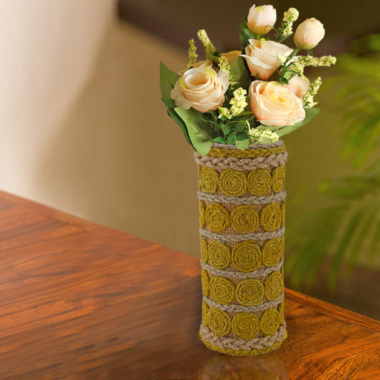 Vases for home décor, Jute Round circle vase, unique design vase, Jute handcraft vase V06