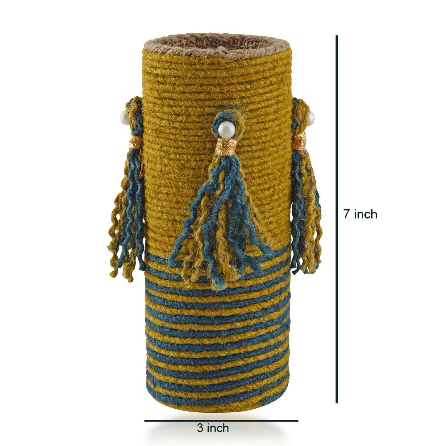 Vases for home décor, Jute Floral vase, unique design vase, Jute handcraft vase V08