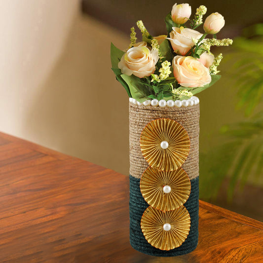 Vases for home décor, Jute Floral vase, unique design vase, Jute handcraft vase V09