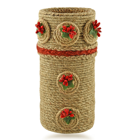 Vases for home décor, Jute Floral vase, unique design vase, Jute handcraft vase V010